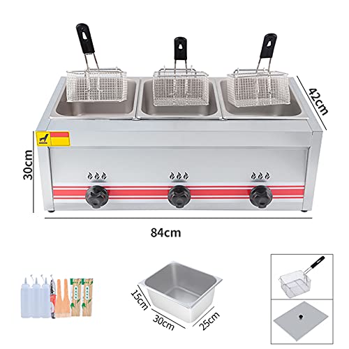 Gas Fritteuse große Kapazitätsbraten aus Edelstahl LPG Fryer für Zuhause und kommerzielle - einstellbare Feuerkraft mit Körben und Deckel - Perfekt für Chips, Donuts, Fisch - einfach sauber – Bild 4