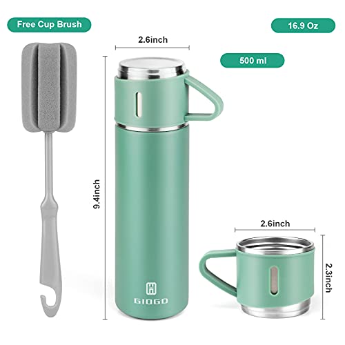 Image of Travel Mug Vacuum Insulated 500ml /16.9oz Stainless steel Water Bottle for Coffee Tea Cold Drink and Hot Drink Mugs.(Green,Single)