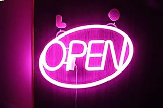 iKefe 16 x 10 Inch LED Neon Light Up Open Sign with Remote Timer, Large Outdoor USB Powered Open Closed Door Neon LED Lighted Signs for Business, SPA, Nail, Hair Salon, Bar, Massages, Beauty (Pink)