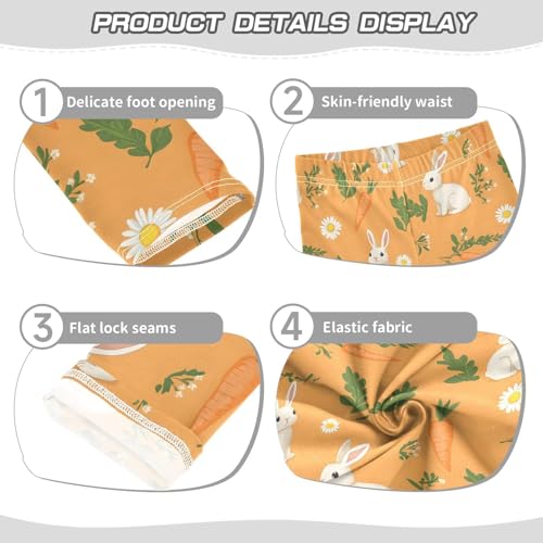 ALAZA Girls' Leggings Children's Yoga Pants Skinny Printed Dance Rabbit Carrot Orange Comfortable 4T2