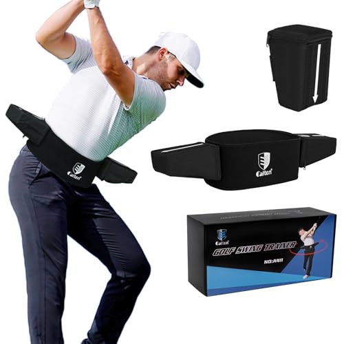 CAITON Golf Swing Trainer with Weighted Swing Belts and Resistance Pouch, Black