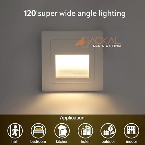 Image of JACKAL 3W LED Step Light, 120V Stair Light Indoor /Outdoor Ultra Bright, IP65 Waterproof, 3000K (WW) White Body | Perfect for Home Decor, Stairway, Pathway, Driveway, Etc. | (6 Months Warranty)