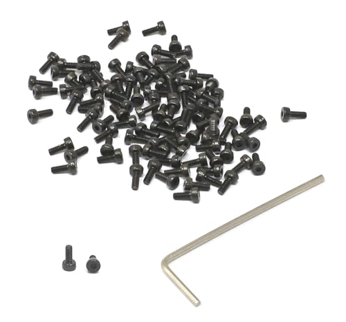 Image of iexcell 100 Pcs M2 x 5mm Thread Pitch 0.4 mm Alloy Steel 12.9 Grade Hex Socket Head Cap Screws Bolts Kit, Black Oxide Finish