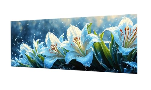 Diamond Painting Grand Format 60x150cm anti-stress avec strass Fleurs de lys faciles à poser
