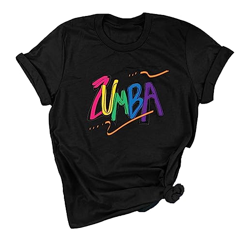 Zumba Athletic Short Sleeves Grafik Bedruckt T-Shirt Tanz Workout Top Casual T-Shirt für Frauen Slim Fit