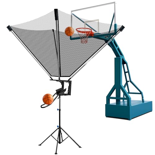 Basketball Rebounder Trainer with Rotating Track - Basketball Shot Return System with Nylon Net...