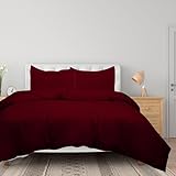 ROYALE LINENS Burgundy Duvet Cover Set, 3Piece Full Size, Brushed Microfiber, Zipper Closure, 80x90 inches Duvet, 2 Pillow Shams