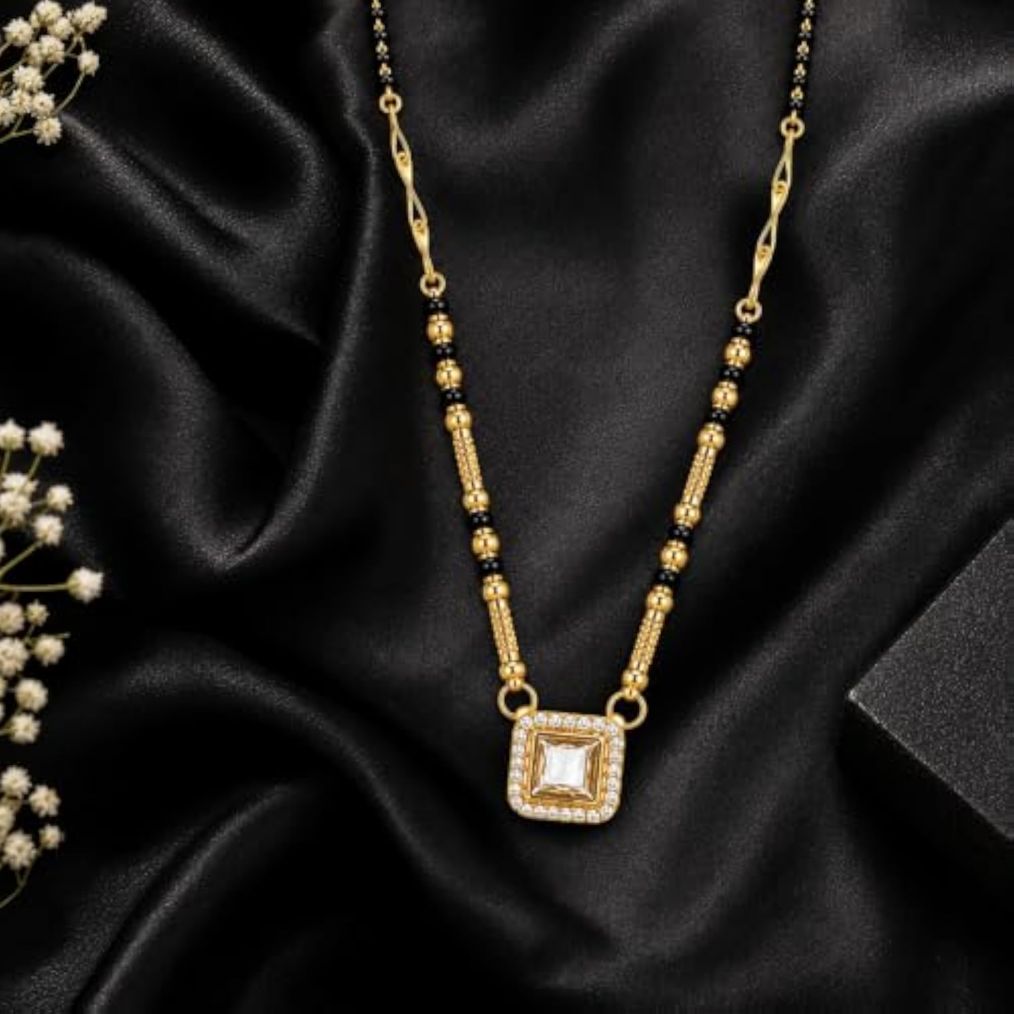 Women's Gold Plated Traditional Mangalsutra with Pearl Drop Pendant