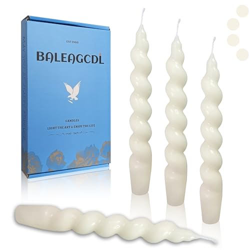 Image of Smokeless Short Candles Elegant Ivory Twisted Spiral Candles 7.5 Inch Unscented Candlesticks Handmade Taper Candles 4 Pcs for Holiday Gifts Romantic Dinner Decoration