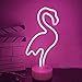 ENUOLI Neon Flamingo Lumières roses néon LED avec support de base néon veilleuse pour décoration de la maison, fonctionne sur piles / USB - Flamant rose fluo pour fête, Noël, bar, mariage