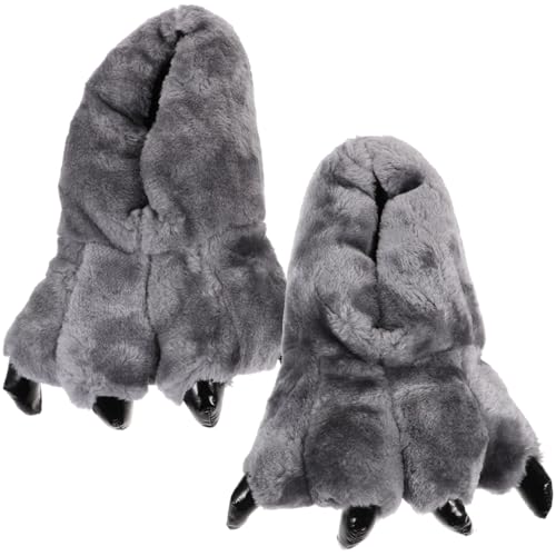 BESPORTBLE Pantuflas de felpa dinosaurios para invierno unisex zapatos de interior hechos de material de algodón diseño de suela antideslizante, sensación cálida y cómoda