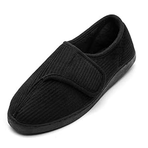 Git-up Pantofole da casa per Uomo Ultra-Leggero Confortevole e Antiscivolo Calde Ciabatte per Cotone Peluche con Soletta Memory Foam Pantofole Regolabili diabetiche per artrite Edema Piedi Slippers