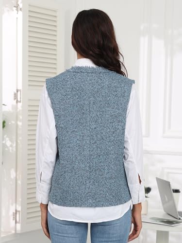 M.Infisavo Women’s Tweed Blazer Vest Vintage Sleeveless Split Hem Dressy Outerwear Waistcoat For Office, Work, Business4
