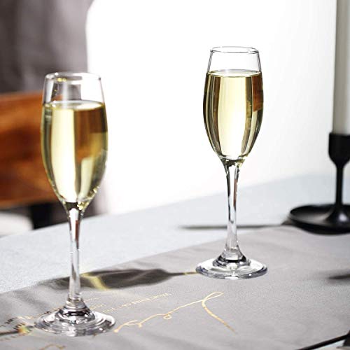 Image of Champagne Flutes Wine Glasses 200ml, Set of 6 Long Wine, Burgundy Clear Glasses with Stem for Wedding Anniversary, Birthday, Gift (RKT-06, Set of 6)
