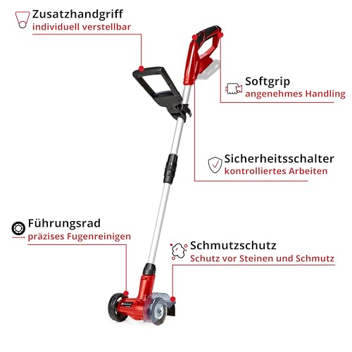 Einhell Akku-Fugenreiniger GC-CC 18 Li Solo Power X-Change (stufenloser Teleskop-Führungsholm, wechselbare Bürsten, Lieferung ohne Akku und Ladegerät)