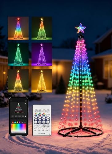 oneup 6FT Christmas Cone Tree Light,Smart RGB Light with App & Remote - image 1