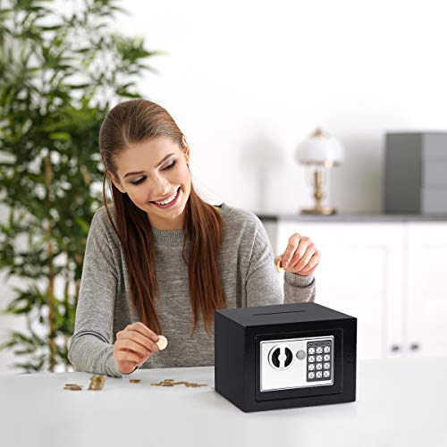 Jssmst Small 0.17Cf Mini Safe Kids Safe Box For Home Office, Personal Safe Lock Box With Electronic Keypad, Money Safe Box, 9.06 X 6.69 X 6.69 Inch, Sm-Sf027, Black #TOP4