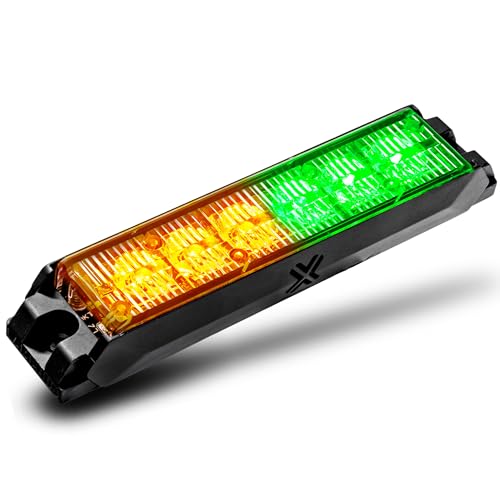 Image of LAMPHUS NanoFlare 5 inch 6W Amber Green LED Surface Mount Police Grill Strobe Warning Light [SAE Class 1] 12V Rectangle Grille Flashing Emergency Fire Light Head for EMS Firefigher Responder Car