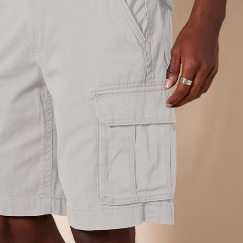Image of Amazon Essentials Men's 10 inch Classic-Fit Cotton Cargo Shorts with Pockets, Zip Fly, Button Waist (Available in Big & Tall)