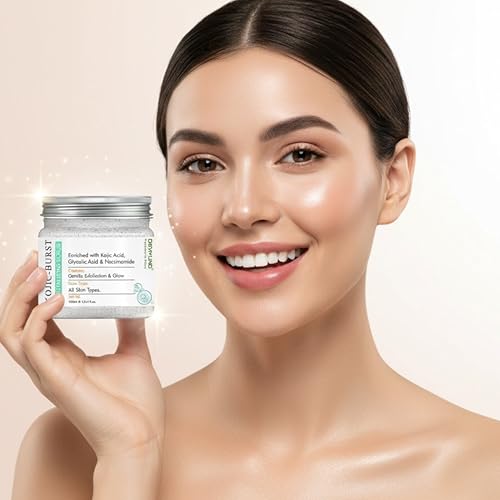 Image of Kojic-Burst Revitalizing Face & Body Scrub | Enriched with Kojic Acid, Glycolic Acid & Niacinamide | Skin Brightening, Exfoliating & Revitalizing - 400ml