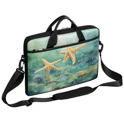 Bolsa para portátil acuarela estrella de mar 15 pulgadas
