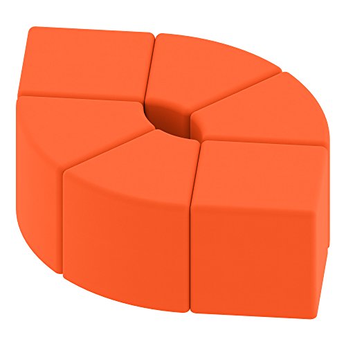 Image of Sprogs 18 inch H Structured Cube Stool -Flexible Modular Collaborative Soft Seating for Office, Home, Lounge and School Classrooms with Durable Frame & Set of 2 inch Casters Add-on -Orange