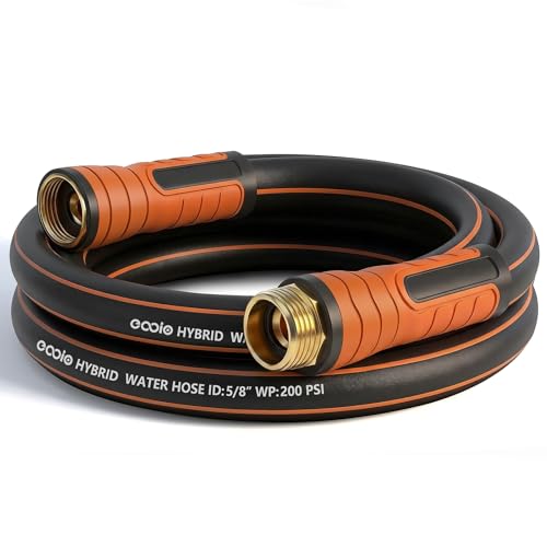 Image of Short Garden Hose 10 ft x 5 /8 inch, Heavy Duty Small Flexible Water Hose, Kink Resistant Lightweight Hybrid Hose, Leakproof Yard Hose with Male to Female Fittings