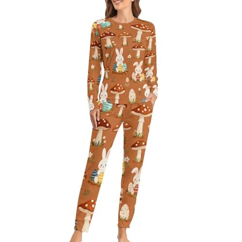 Image of Womens Pajamas Sets 2 Piece Long Sleeve Lounge Set Loose Pants Pj Sets Loungewear with Pockets
