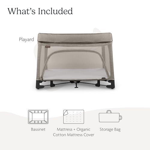 UPPAbaby Remi Playard | Deluxe 3-in-1 Portable Playard, Bedside Bassinet + Travel Crib| Mesh Bassinet, Mattress, Organic Cotton Mattress Cover + Storage Bag Included | Wells (Dark Taupe Mélange)
