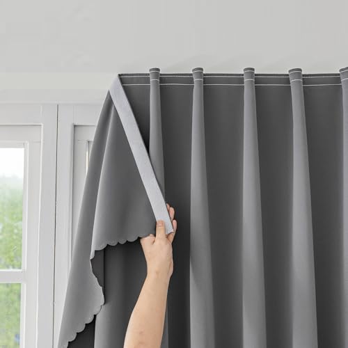 Jilron Magic Tape Stick on Curtains Blackout Curtains for Bedroom