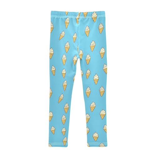 Colorful Ice Cream Blue Girls Casual Leggings for Kids Printed Long Pant Bottoms Stretch and Soft2