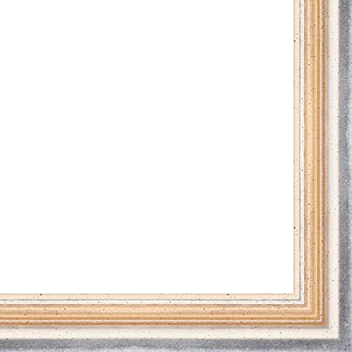 Picture Frame Moulding (Wood) 100ft Bundle - Traditional Antique Silver Finish - 0.75" Width - 7/16" Rabbet Depth