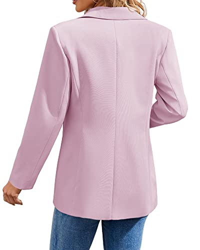 Cnkwei Womens Casual Blazers Open Front Long Sleeve Lapel Collar Work Office Jacket Light Purple #TOP3