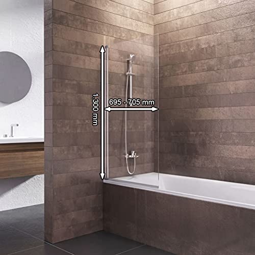 Schulte Duschwand 1-teilig Berlin, zum Kleben, 70 x 130 cm, ESG Sicherheitsglas, chromoptik, D6934513 41 50, Duschabtrennung für Badewanne – Bild 4