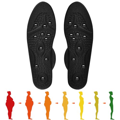 Moorstdel Plantillas magnéticas,Plantillas magnéticas de acupresión para hombres y mujeres,Plantillas para esterillas de acupresión saludables, cómodas y transpirables（Negro, Tallas: 35-40）