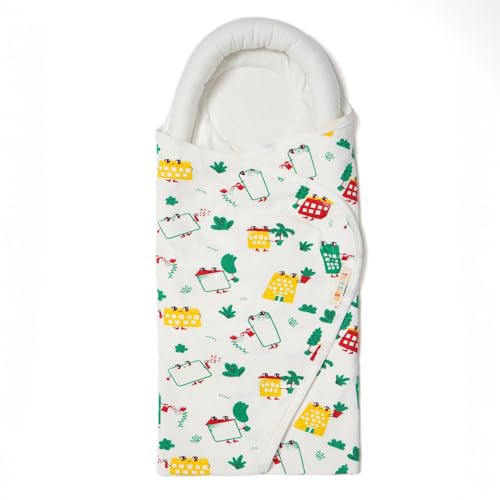 Image of TIDY SLEEP Baby Swaddle Wrappper Adjustable for Newborn || 100% Cotton Soft || Newborn Blanket for 0-3 Months (White Wild City)