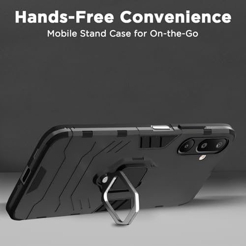 Image of Pikkme Back Cover for Samsung Galaxy M16 5G | 360 Protection Case | Ring Holder Stand D5 Tough Armor Bumper Case (Black)