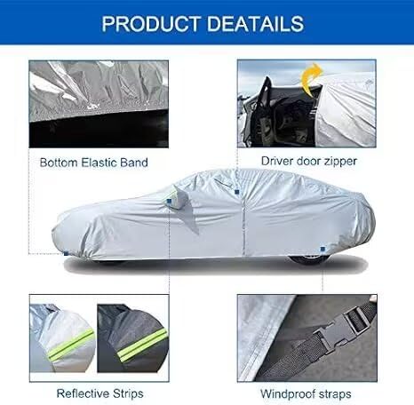 Image of Kaugung Car Cover Custom fit BMW 3 Series E92 (2006-2013), 6 Layers Windproof All Weather Waterproof Outdoor Cover Sun Rain UV Dust Snow Protection. Silver