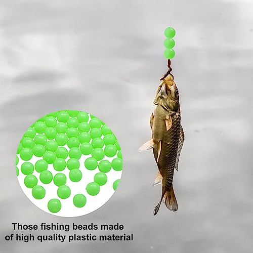 HINZIC 200Pcs 8mm Glow in The Dark Fishing Beads Saltwater Green Catfish Rig Beads Round Lure Bait Punch Fishing Accessories - Thumbnail 7