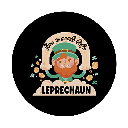 I'm A Real Life Leprechaun St. Patricks Day Ireland Irish St PopSockets Swappable PopGrip, Black - Image 3