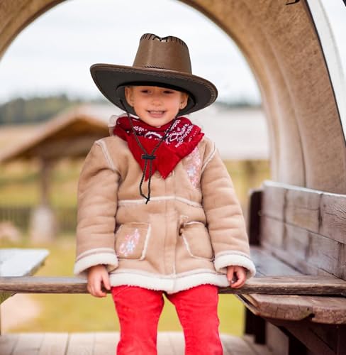 Jastore Western Kids Wide Brim Western Cowboy Cowgirl Hat Boys Girls Dress Up Parties Hats4