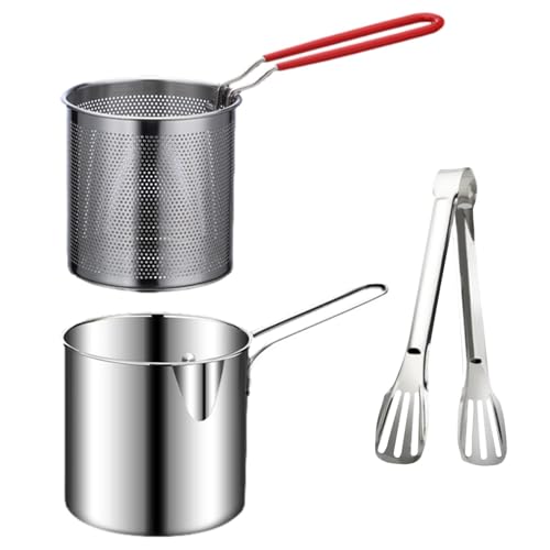 Small Fryer - Fry Pot japonais, mini cuiseur à huile | Construction en acier inoxydable Thermomètre intégré, conception de couvercle amovible pour préparer des légumes de crevettes croustillan