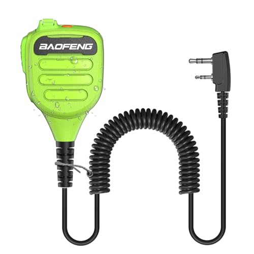 BAOFENG Microphone Handheld Heavy Speaker BF-850 Ham Radio Mic IP54 Waterproof Volume Adjustable Speaker Mic for UV-5R BF-F8HP PRO AR-5RM UV-21R UV-32for Kenwood Retevis Walkie Talkies （Green）