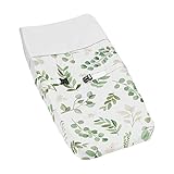Sweet Jojo Designs Wickelauflage für Mädchen mit floralem Blattmotiv, Grün und Weiß, Boho-Aquarell, Botanischer Wald, tropischer Garten