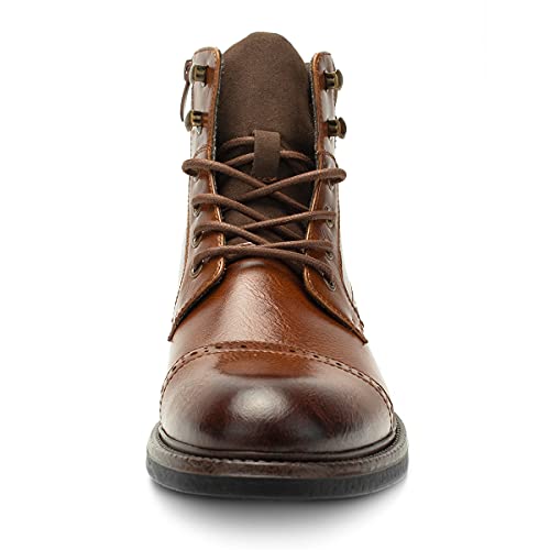 Temeshu Men's Oxford Ankle Boots Lace-Up Side Zip Fashion Casual Dress Boot Cap Toe Motorcycle Boots MS063