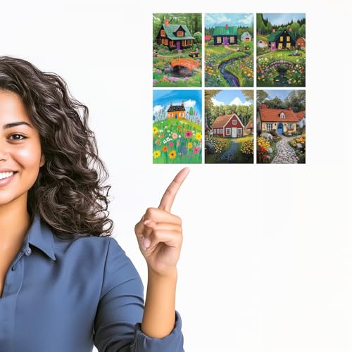 Image of SiddArtify Cottagecore Wall Art Prints Set - Whimsical Farmhouse Poster Decor for Living Room Bedroom - Set of 2-4x6 Inch - Board (Pack of 6) - Sticker (Pack of 6)