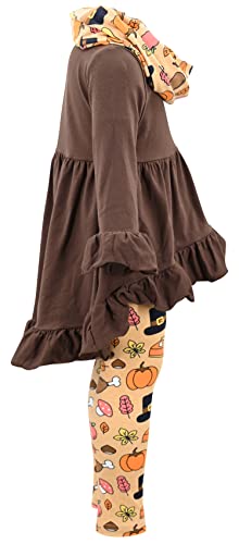 Image of Unique Baby Girls Kids Toddler 3pc Outfit Set Long Sleeve Cotton Blend Tunic Top Leggings and Scarf