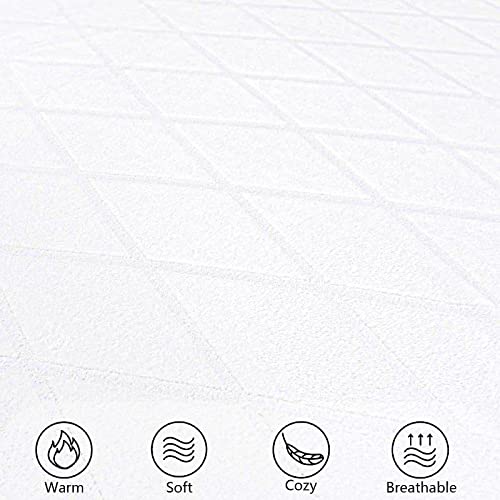 Exclusivo Mezcla King Size Flannel Fleece Blanket, 90X104 Inches Soft Diamond Geometry Pattern Velvet Plush Blanket For Bed, Cozy, Warm, Lightweight And Decorative White Blanket #TOP4