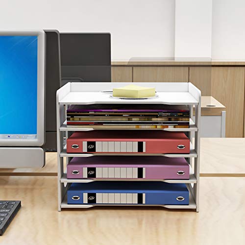 PUNCIA 5 Tier Office Paper Organizer für Schreibtisch Desktop-Aktenhalter Schreibtischbriefkasten & A4-Papierhalter Dokumentenlager für Home Office School