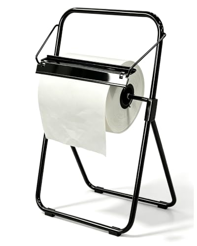 JIALEFUDIAN Industrial Floor Standing Paper Towel Holder Dispenser; Rolling Oil Absorbent pad Bracket, Absorbent Mat Roll Holder Black